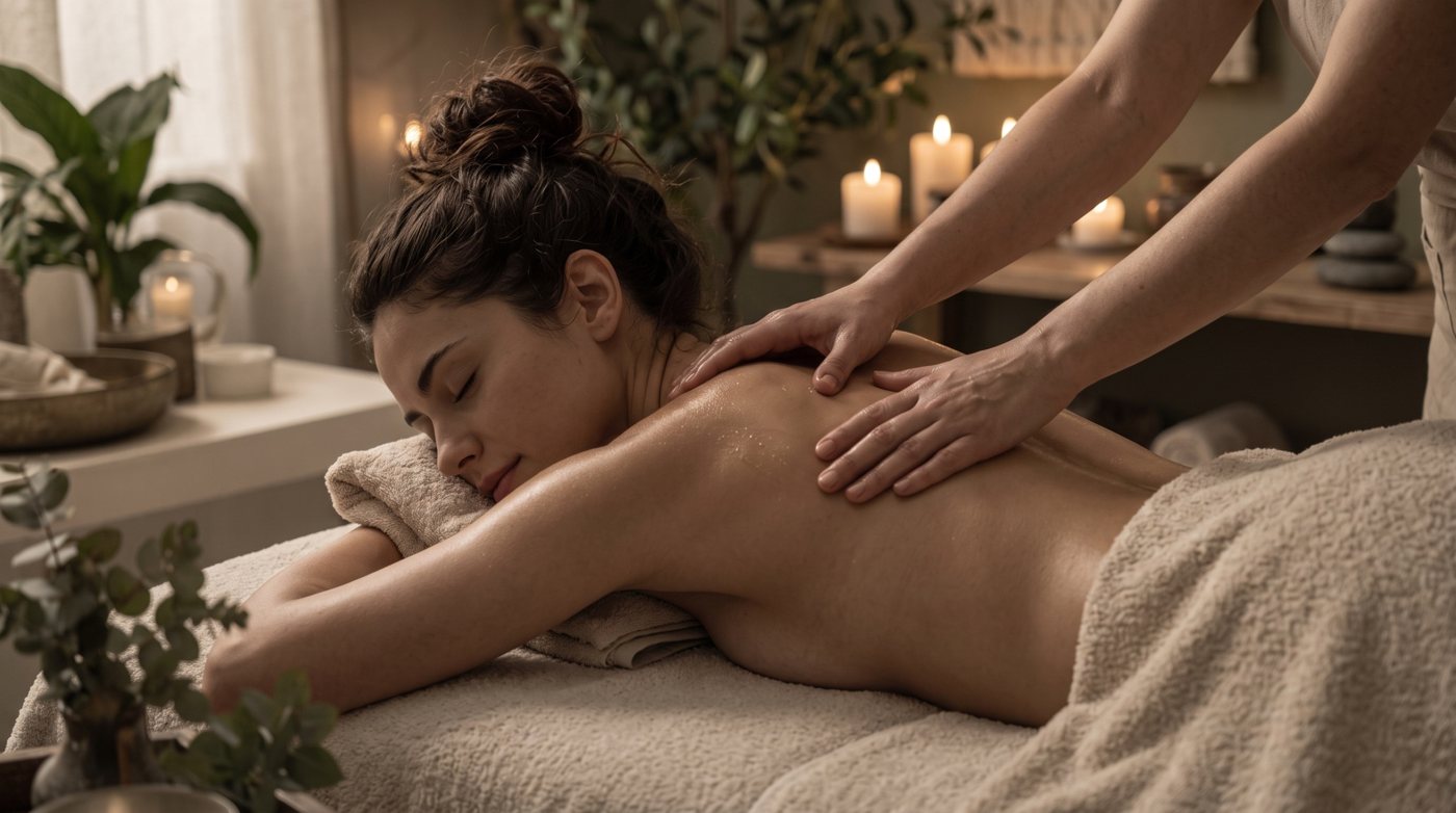Mujer recibiendo un masaje de espalda