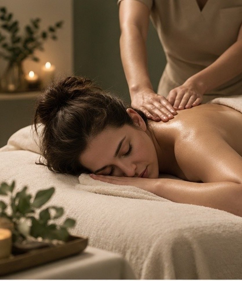 Mujer recibiendo un masaje de espalda